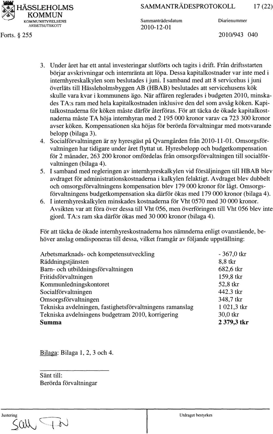I samband med att 8 servicehus i juni överläts till Hässleholmsbyggen AB (HBAB) beslutades att servicehusens kök skulle vara kvar i kommunens ägo.
