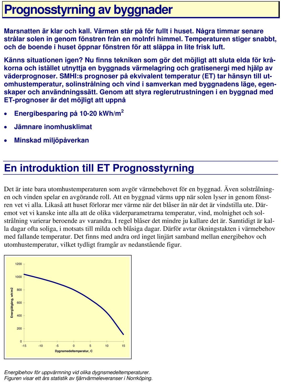 Nu finns tekniken som gör det möjligt att sluta elda för kråkorna och istället utnyttja en byggnads värmelagring och gratisenergi med hjälp av väderprognoser.