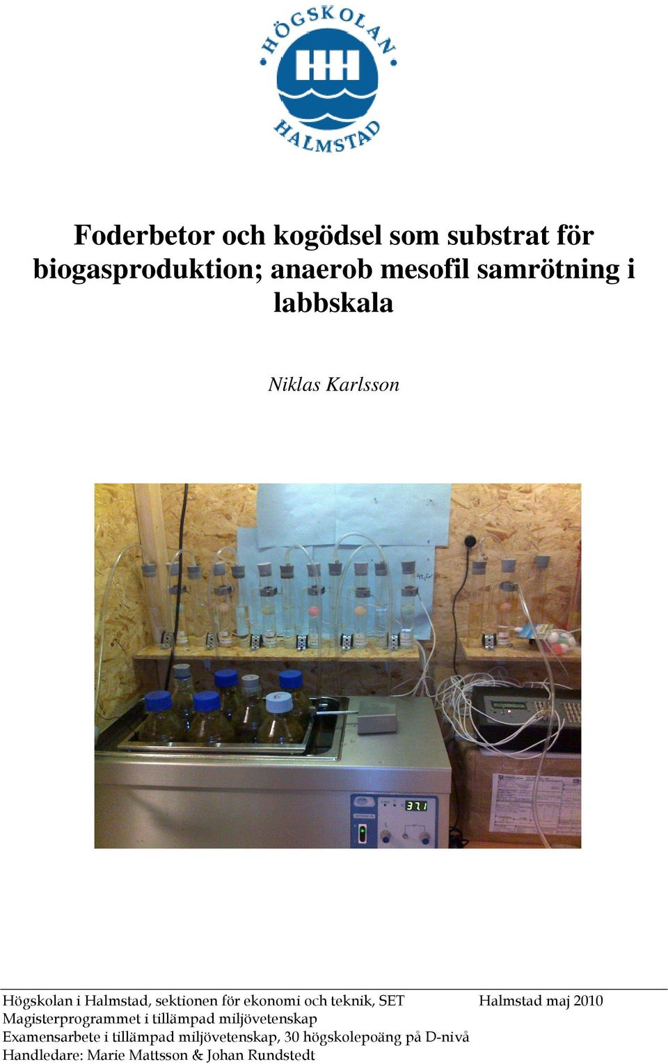 Halmstad maj 2010 Magisterprogrammet i tillämpad miljövetenskap Examensarbete i