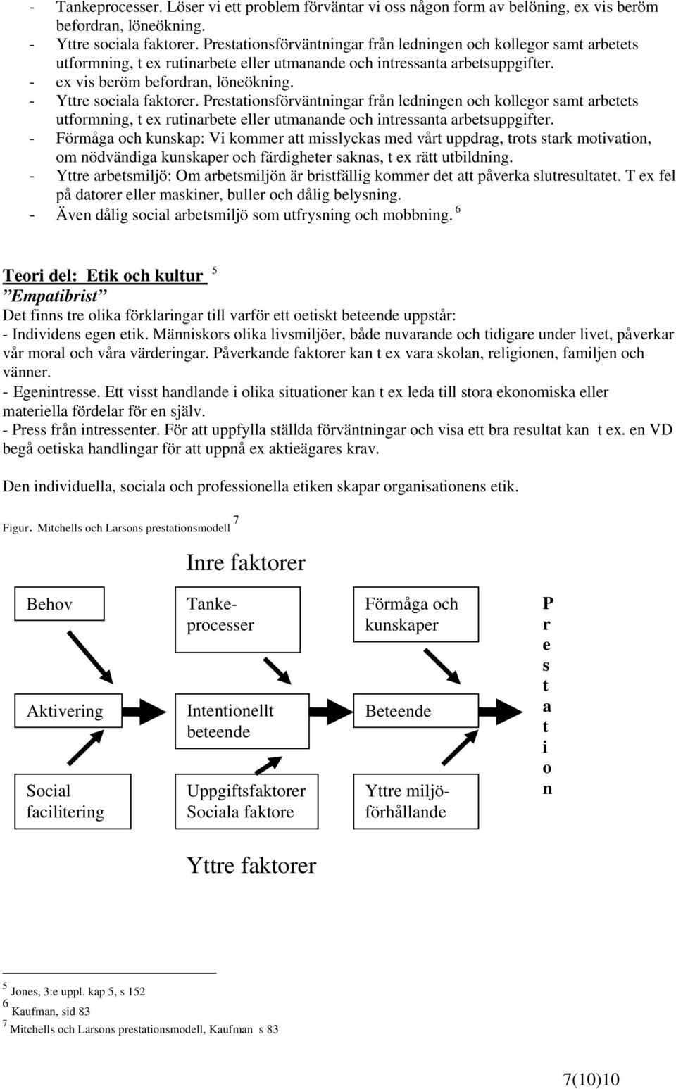 - Yttre sociala faktorer. Prestationsförväntningar från ledningen och kollegor samt arbetets utformning, t ex rutinarbete eller utmanande och intressanta arbetsuppgifter.
