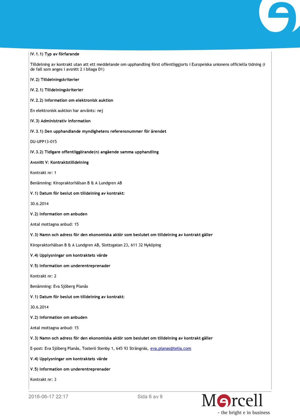 Administrativ information IV.3.