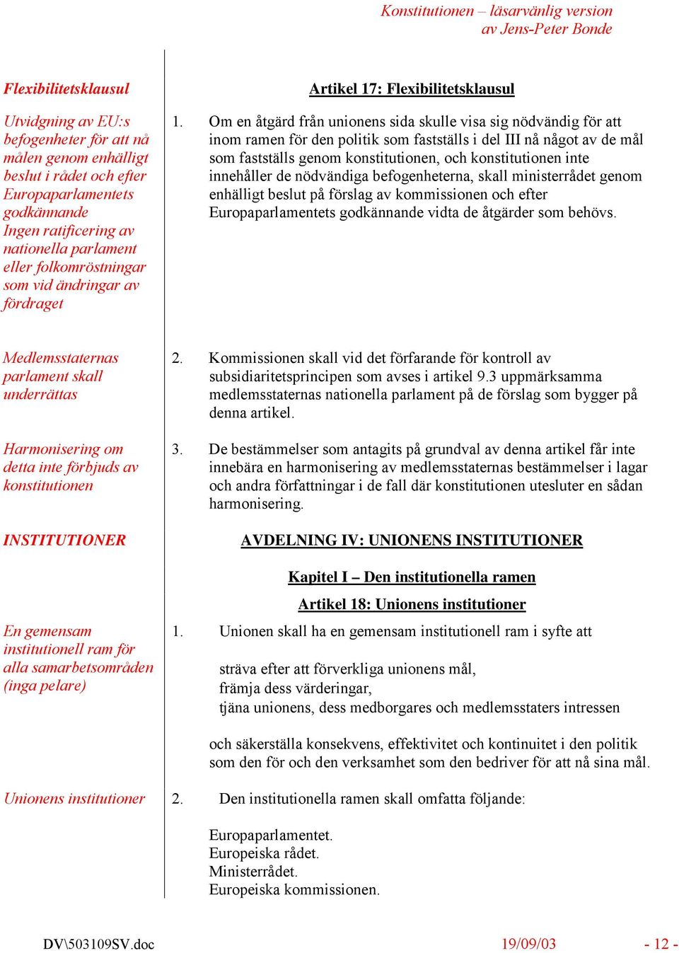 Om en åtgärd från unionens sida skulle visa sig nödvändig för att inom ramen för den politik som fastställs i del III nå något av de mål som fastställs genom konstitutionen, och konstitutionen inte