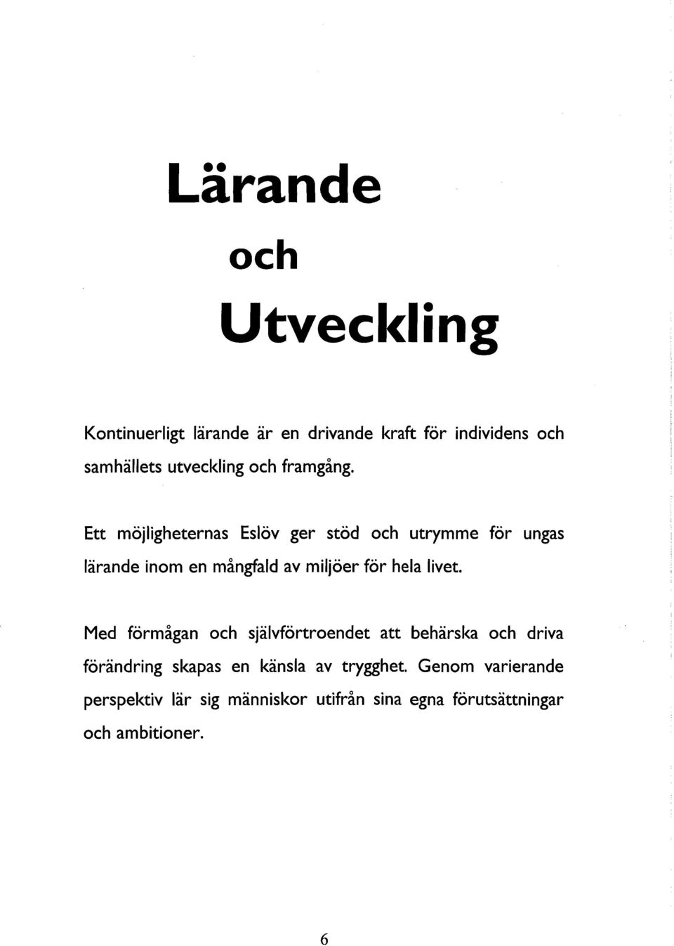 Ett möjligheternas Eslöv ger stöd och utrymme för ungas lärande inom en mångfald av miljöer för hela