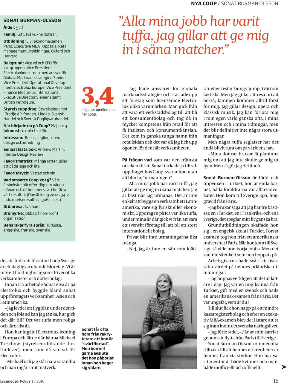 President Finance Electrolux International, Executive Director Siemens samt British Petroleum. Styrelseuppdrag: Styrelseledamot i Tredje AP-fonden, Lindab, Svensk Handel och Svensk Dagligvaruhandel.