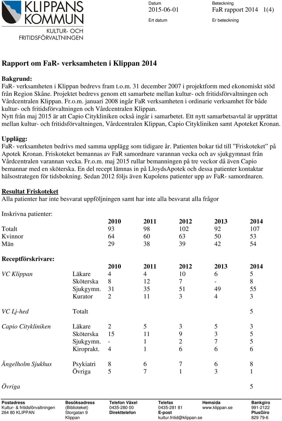 Nytt från maj 2015 är att Capio Citykliniken också ingår i samarbetet.