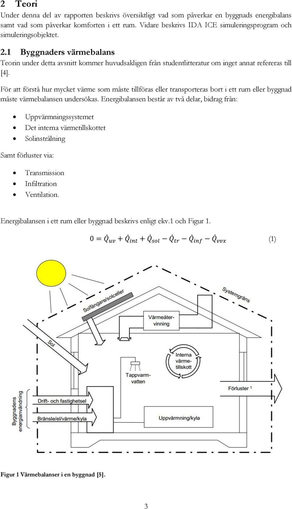1 Byggnaders värmebalans Teorin under detta avsnitt kommer huvudsakligen från studentlitteratur om inget annat refereras till [4].