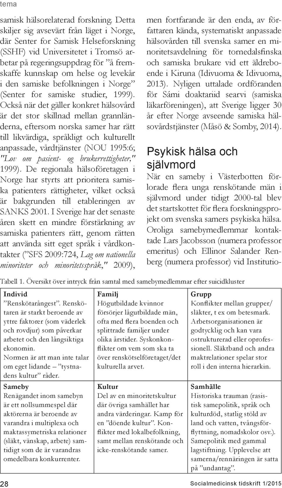 samiske befolkningen i Norge (Senter for samiske studier, 1999).