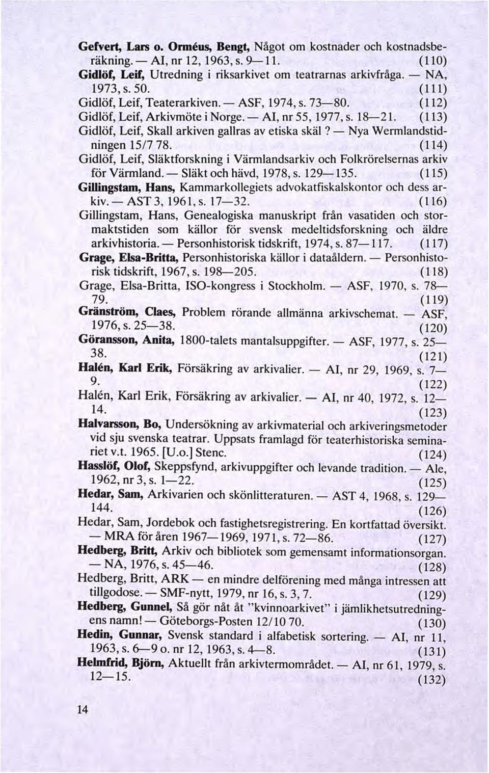- Nya Wermlandstidningen 15/7 78. (114) Gidlöf Leif Släktforskning i Värmlandsarkiv och Folkrörelsernas arkiv för Värml~nd.- Släkt och hävd, 1978, s. 129-135.