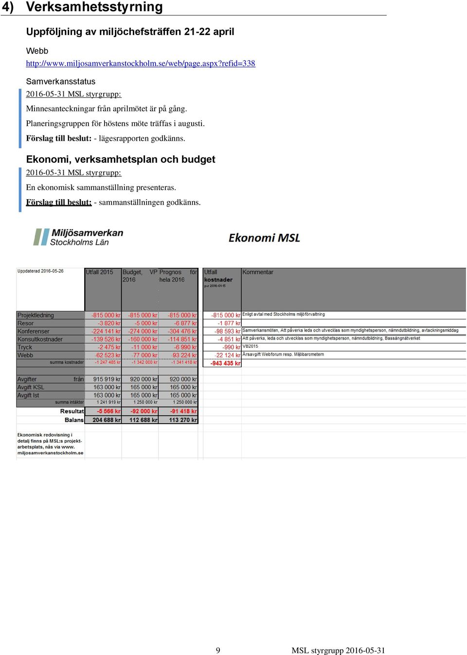 Planeringsgruppen för höstens möte träffas i augusti. Förslag till beslut: - lägesrapporten godkänns.