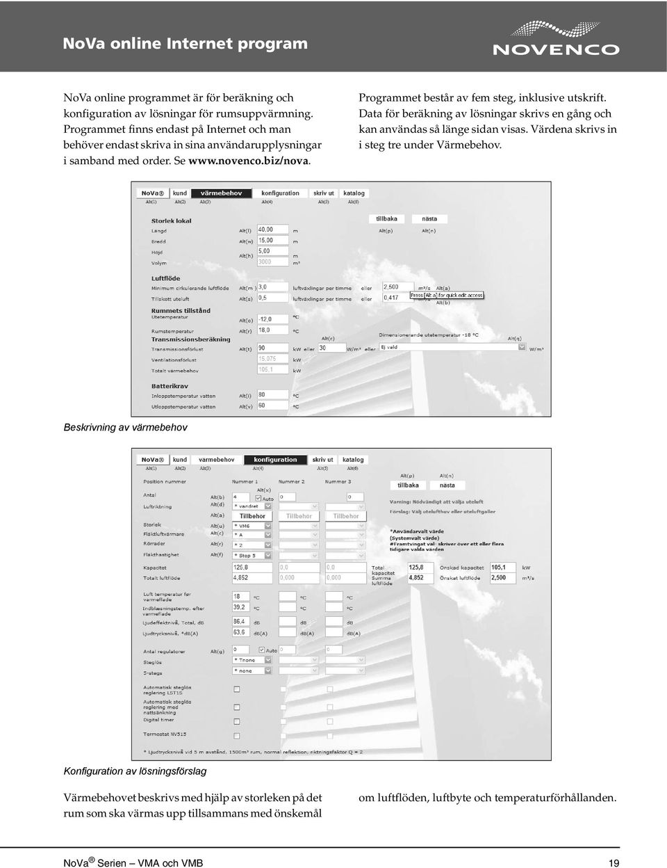 Programmet består av fem steg, inklusive utskrift. Data för beräkning av lösningar skrivs en gång och kan användas så länge sidan visas.