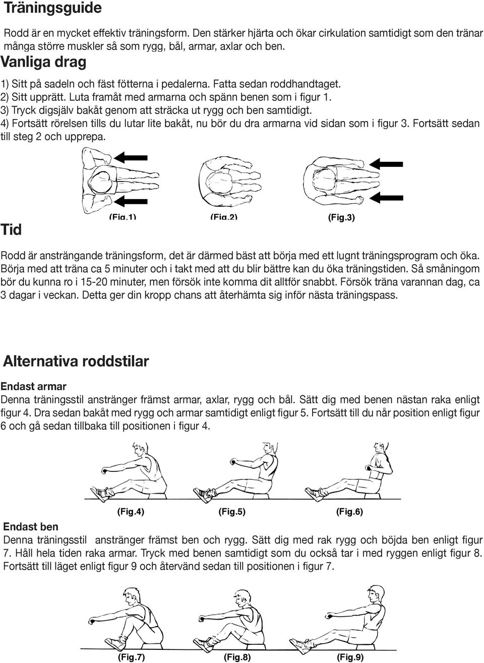 bål, the back, armar, waist, axlar arms, och shoulders, ben. hips and legs. Vanliga drag The Basic Rowing Stroke 1) Sitt 1) Sit på on sadeln the saddle och fäst and fasten fötterna your i pedalerna.