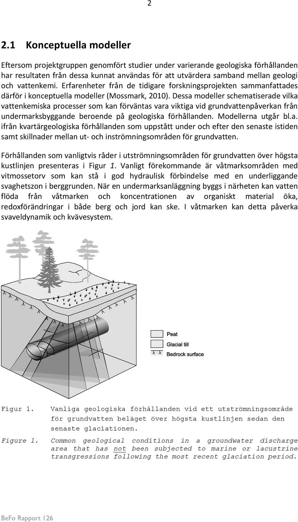 Dessa modeller schematiserade vilka vattenkemiska processer som kan förväntas vara viktiga vid grundvattenpåverkan från undermarksbyggande beroende på geologiska förhållanden. Modellerna utgår bl.a. ifrån kvartärgeologiska förhållanden som uppstått under och efter den senaste istiden samt skillnader mellan ut- och inströmningsområden för grundvatten.