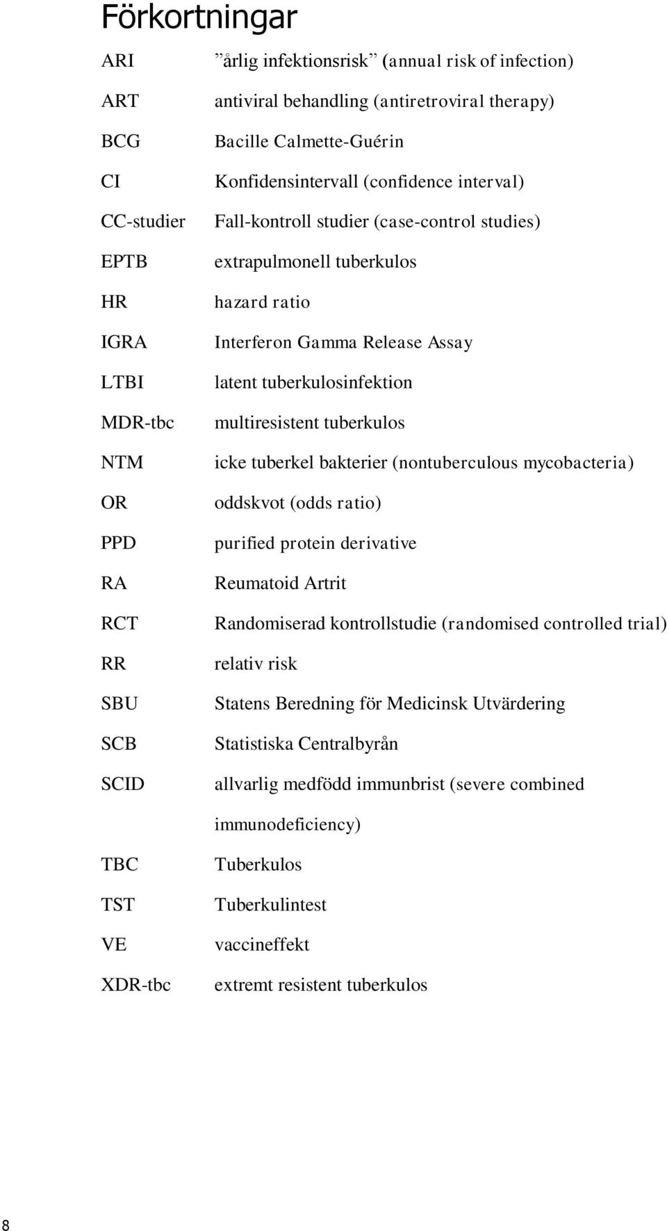 tuberkulosinfektion multiresistent tuberkulos icke tuberkel bakterier (nontuberculous mycobacteria) oddskvot (odds ratio) purified protein derivative Reumatoid Artrit Randomiserad kontrollstudie