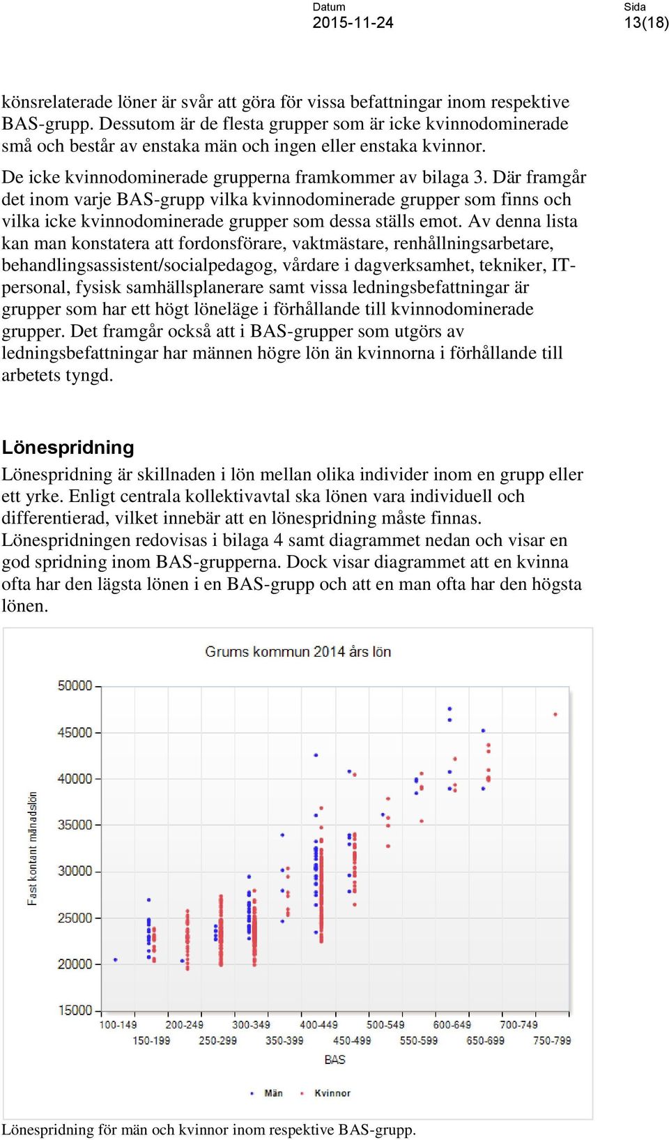 Där framgår det inom varje BAS-grupp vilka kvinnodominerade grupper som finns och vilka icke kvinnodominerade grupper som dessa ställs emot.