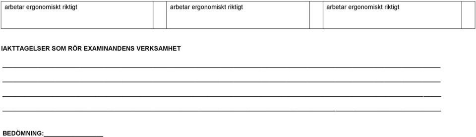 VERKSAMHET BEDÖMNING: