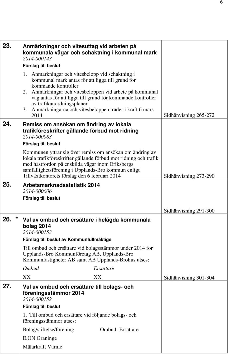 Anmärkningar och vitesbeloppen vid arbete på kommunal väg antas för att ligga till grund för kommande kontroller av trafikanordningsplaner 3.