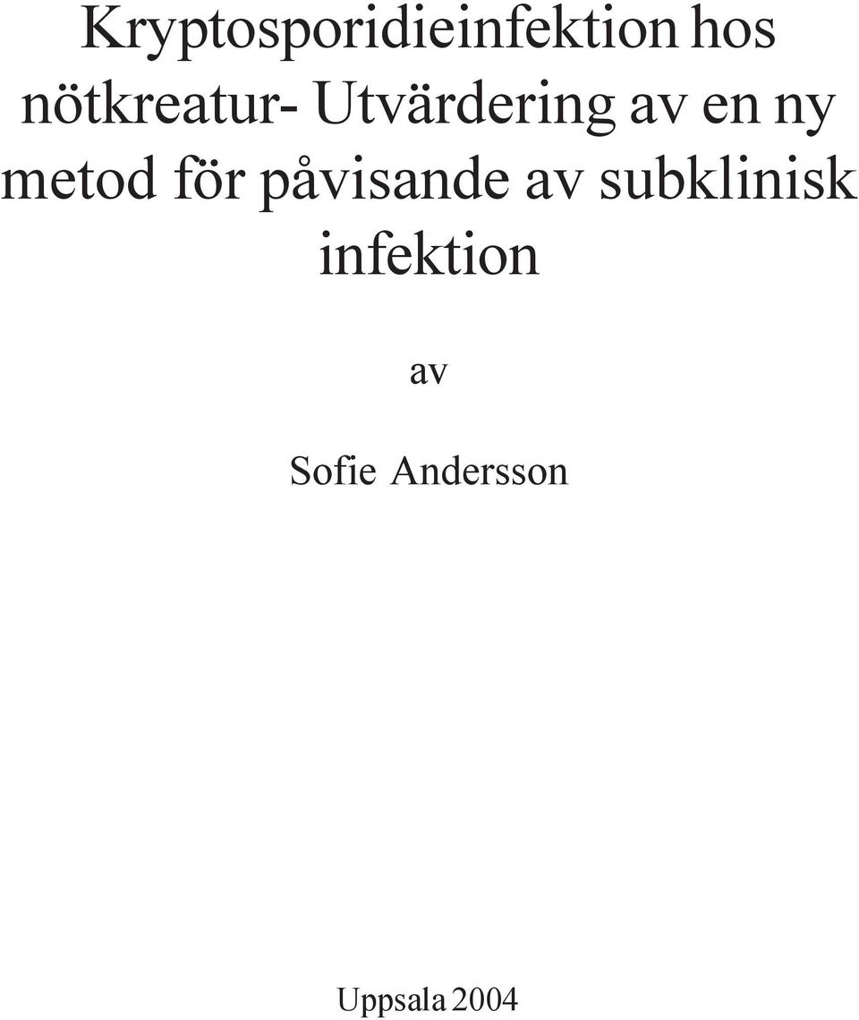 metod för påvisande av subklinisk
