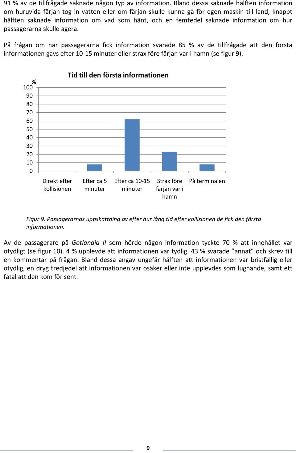 saknade information om hur passagerarna skulle agera.