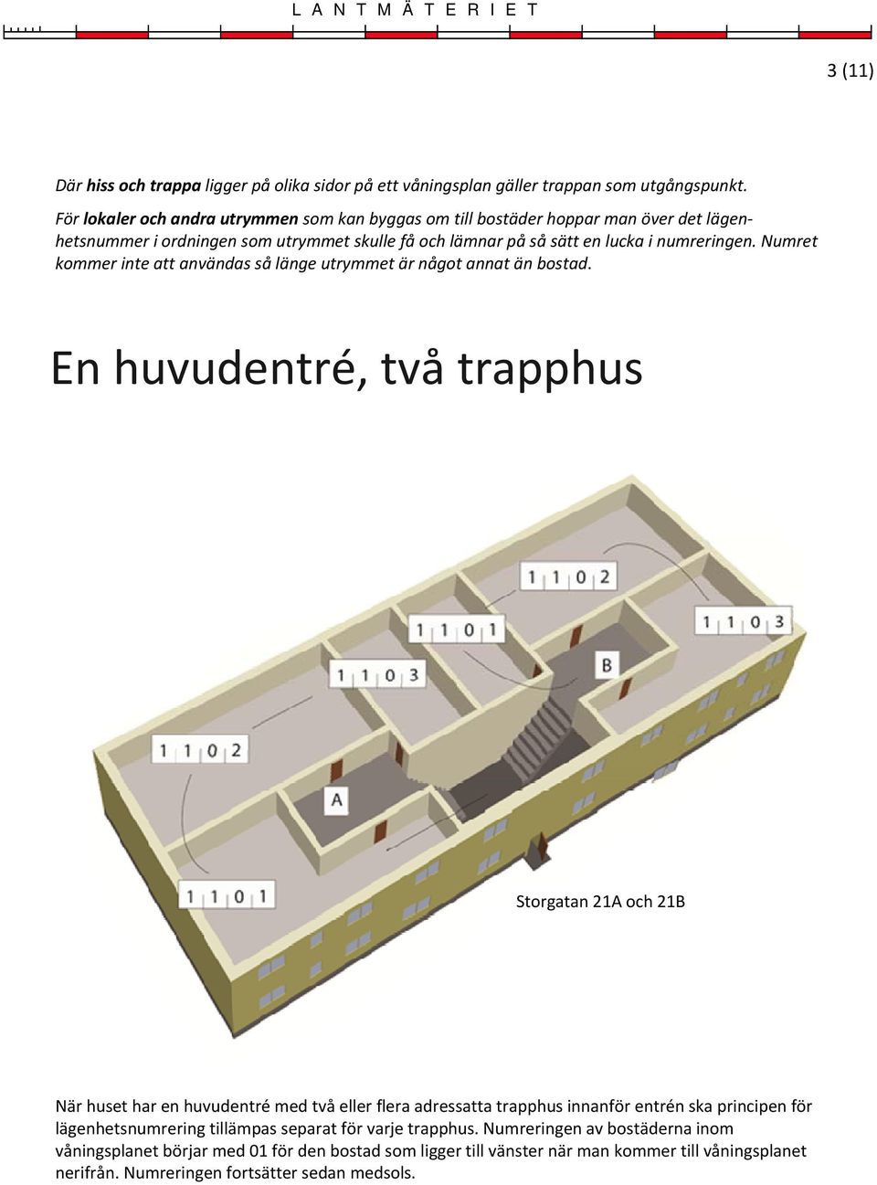 Numret kommer inte att användas så länge utrymmet är något annat än bostad.