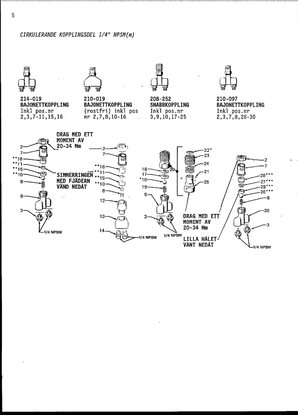 nr 3,9,0,7-25 2,3,7,8,26-30 DRAG MED ETT ~ MOMENT AV ~------~,,--?0-34 Nm ;--r~ I ~22' "6~ Q -----m: ~23 _ ** (3 ** Q ~.- ~..-24.