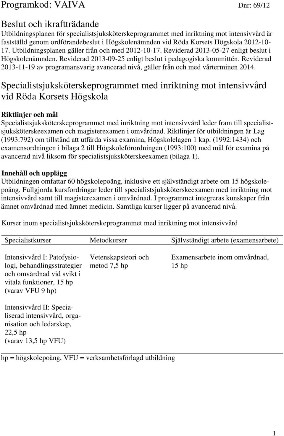 Specialistsjuksköterskeprogrammet med inriktning mot intensivvård ...