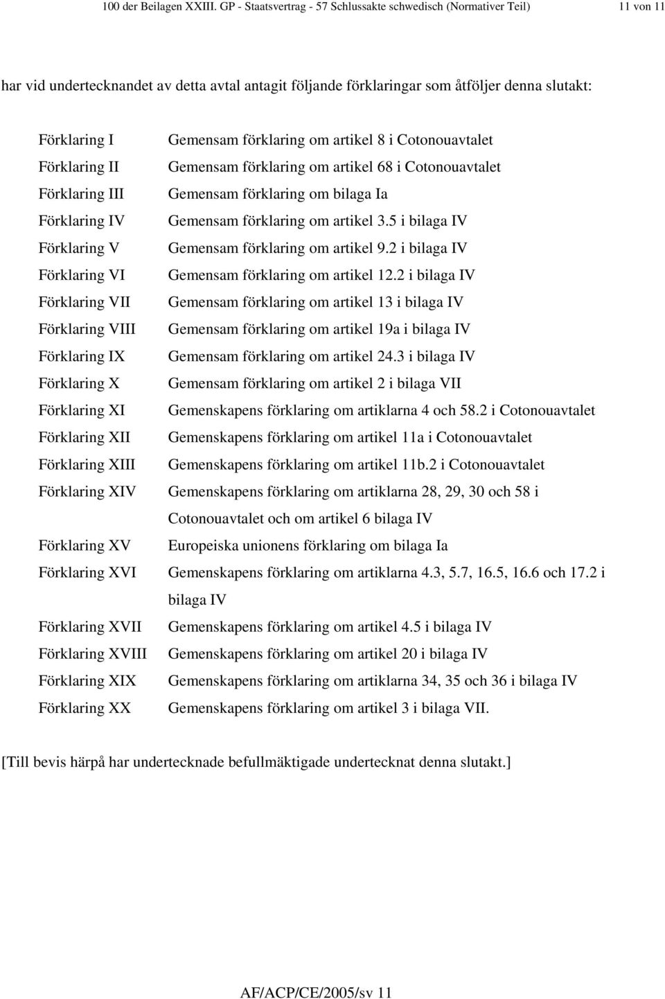 Förklaring III Förklaring IV Förklaring V Förklaring VI Förklaring VII Förklaring VIII Förklaring IX Förklaring X Förklaring XI Förklaring XII Förklaring XIII Förklaring XIV Förklaring XV Förklaring