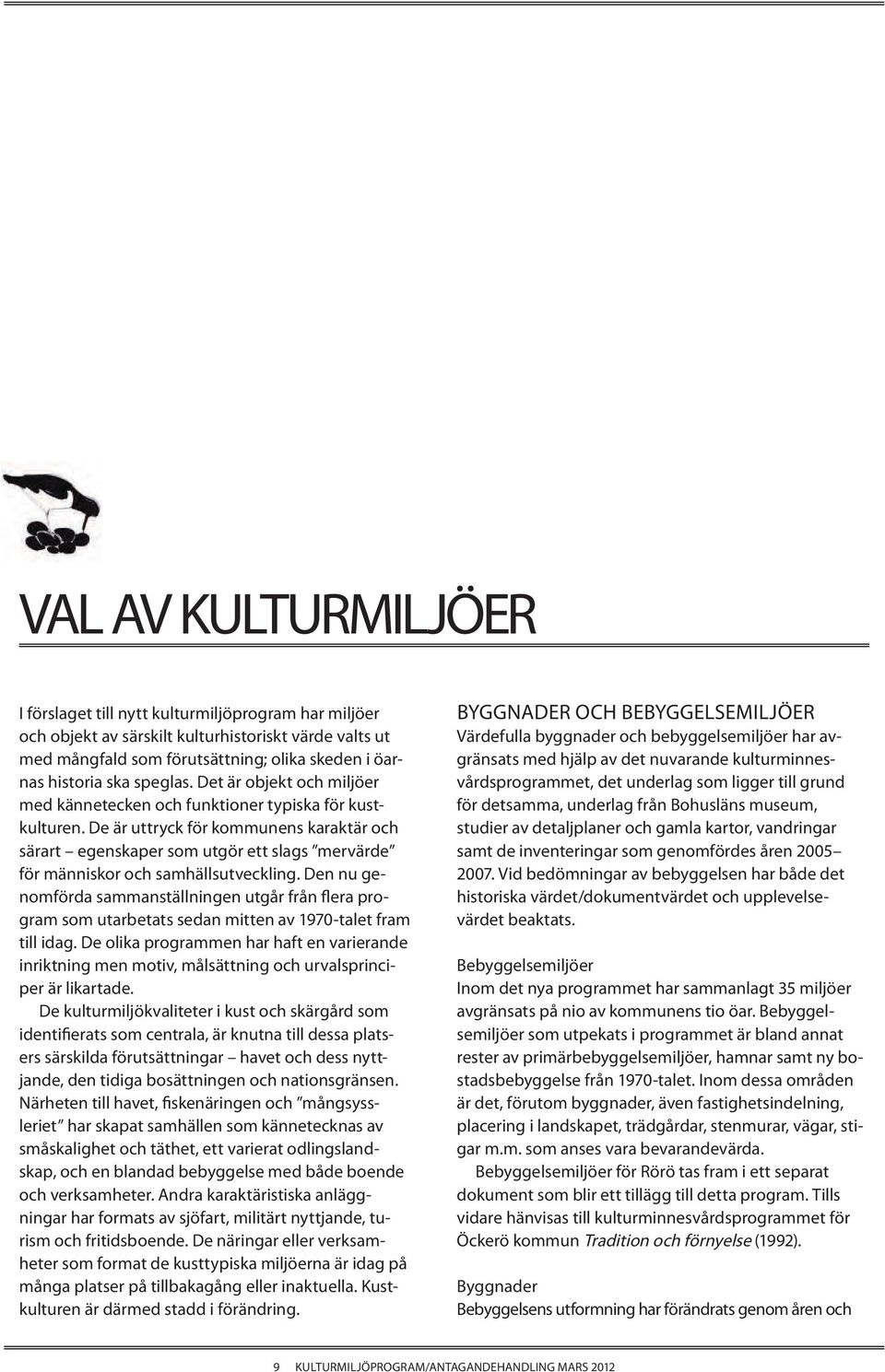 De är uttryck för kommunens karaktär och särart egenskaper som utgör ett slags mervärde för människor och samhällsutveckling.
