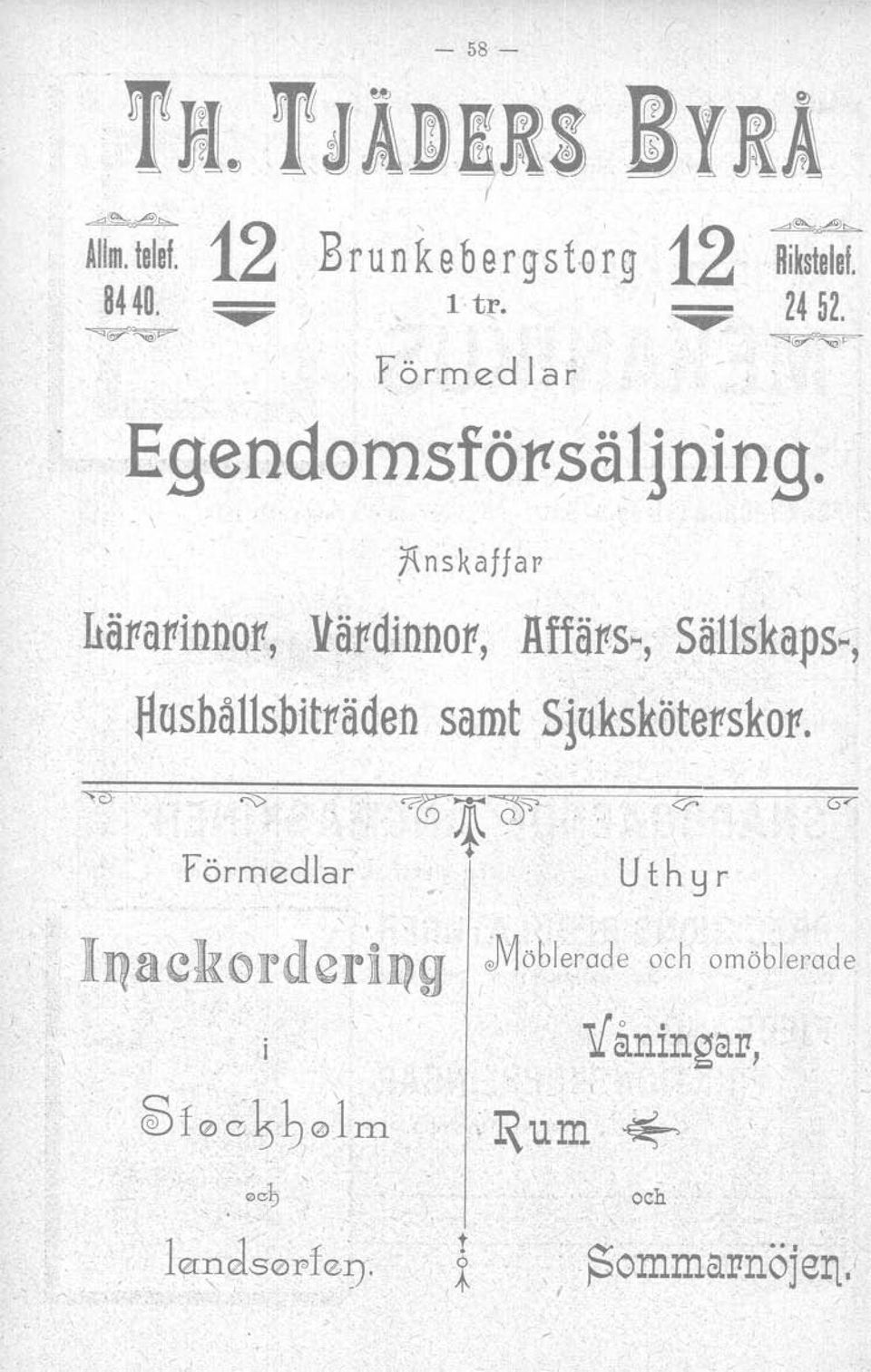Yättdinnott, llffä~s~, Sällskaps-;.... ~.~»ushållsbitttäden samt Sjuksköte.ttskott. ~C).