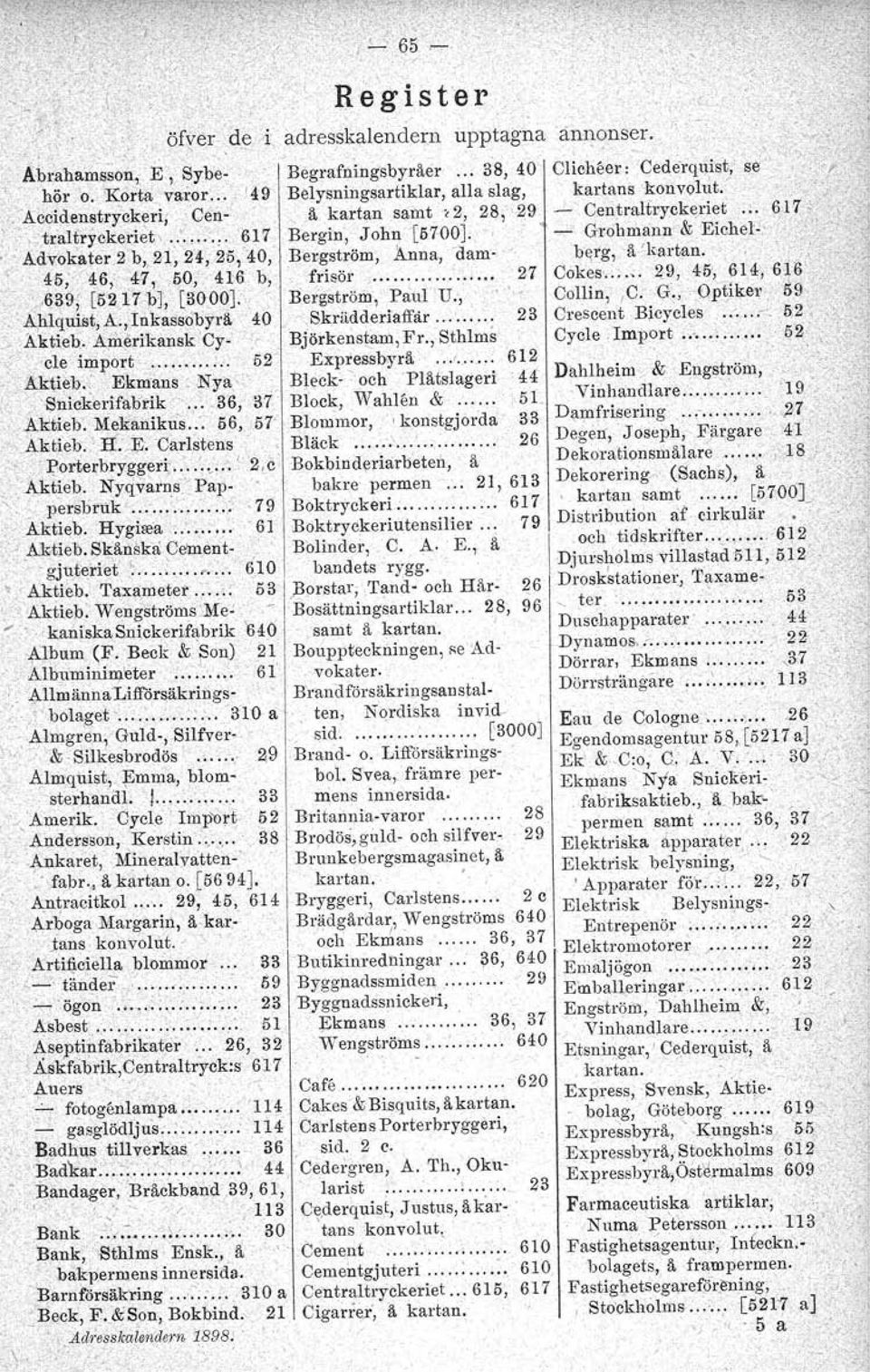 .,.-'Grohmann; &; Eichel~;- :~Adv6kater,2:b;, 2t;,24, :25;'40, Rel:gström'l Anna, 'dam.. lh)rgf'ä J kart;m:,,:. : " 45;.'-*6;',,+7.1', 0,'U6 b,.frisör,, 27 Cokes-..~.,,'j(9, 4'5, 614, ",/'Q~9f [9~) t~pj,l.