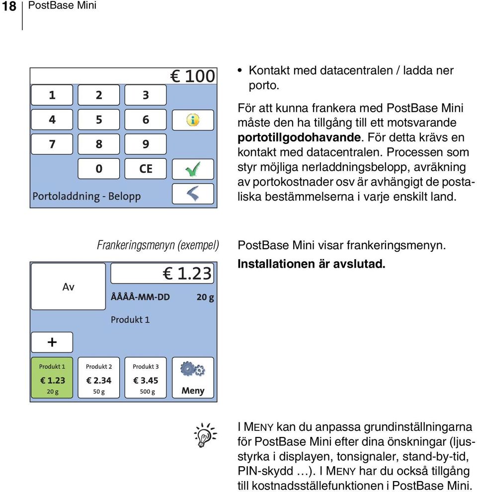 Processen som styr möjliga nerladdningsbelopp, avräkning av portokostnader osv är avhängigt de postaliska bestämmelserna i varje enskilt land.