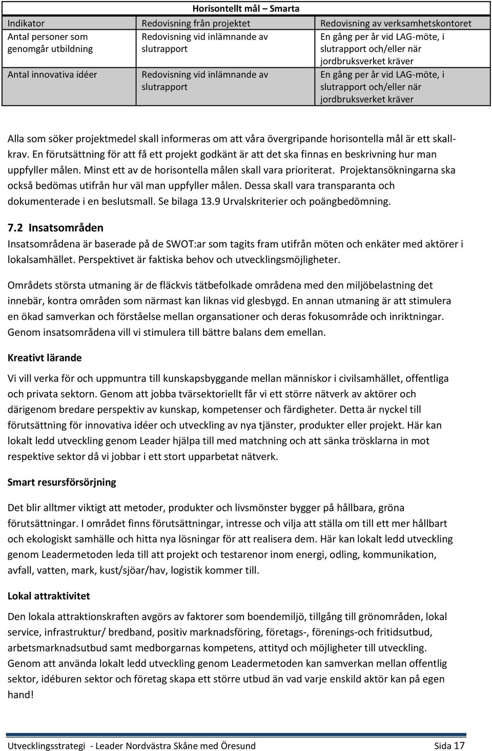 kräver Alla som söker projektmedel skall informeras om att våra övergripande horisontella mål är ett skallkrav.