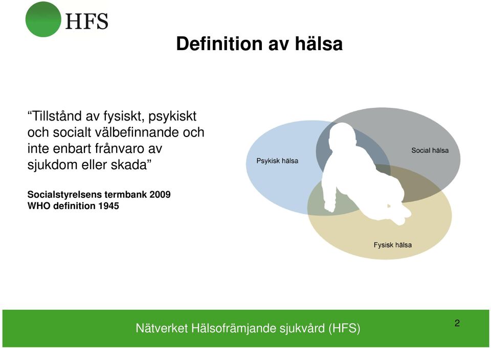 enbart frånvaro av sjukdom eller skada