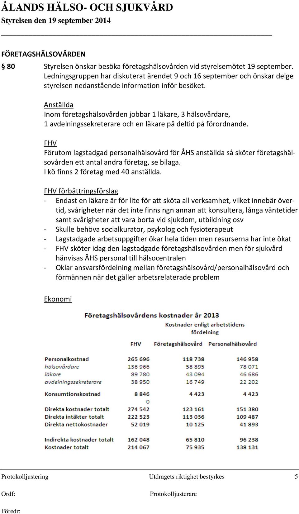 Anställda Inom företagshälsovården jobbar 1 läkare, 3 hälsovårdare, 1 avdelningssekreterare och en läkare på deltid på förordnande.