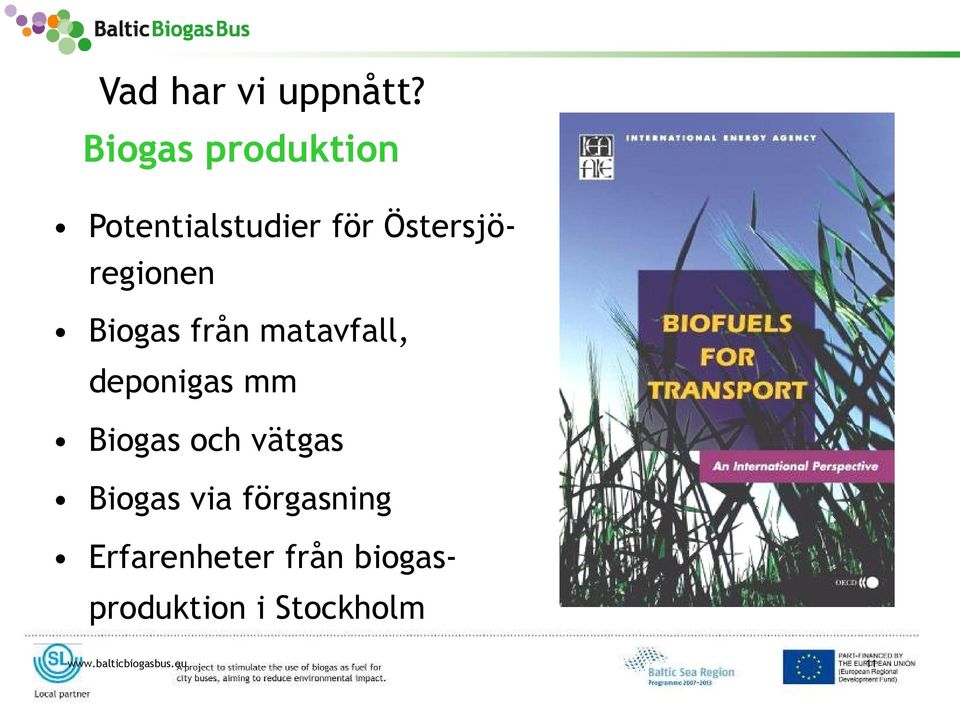 Biogas från matavfall, deponigas mm Biogas och vätgas