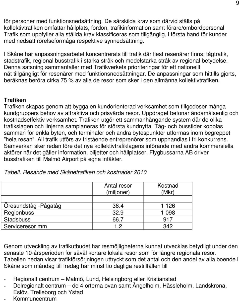 hand för kunder med nedsatt rörelseförmåga respektive synnedsättning.