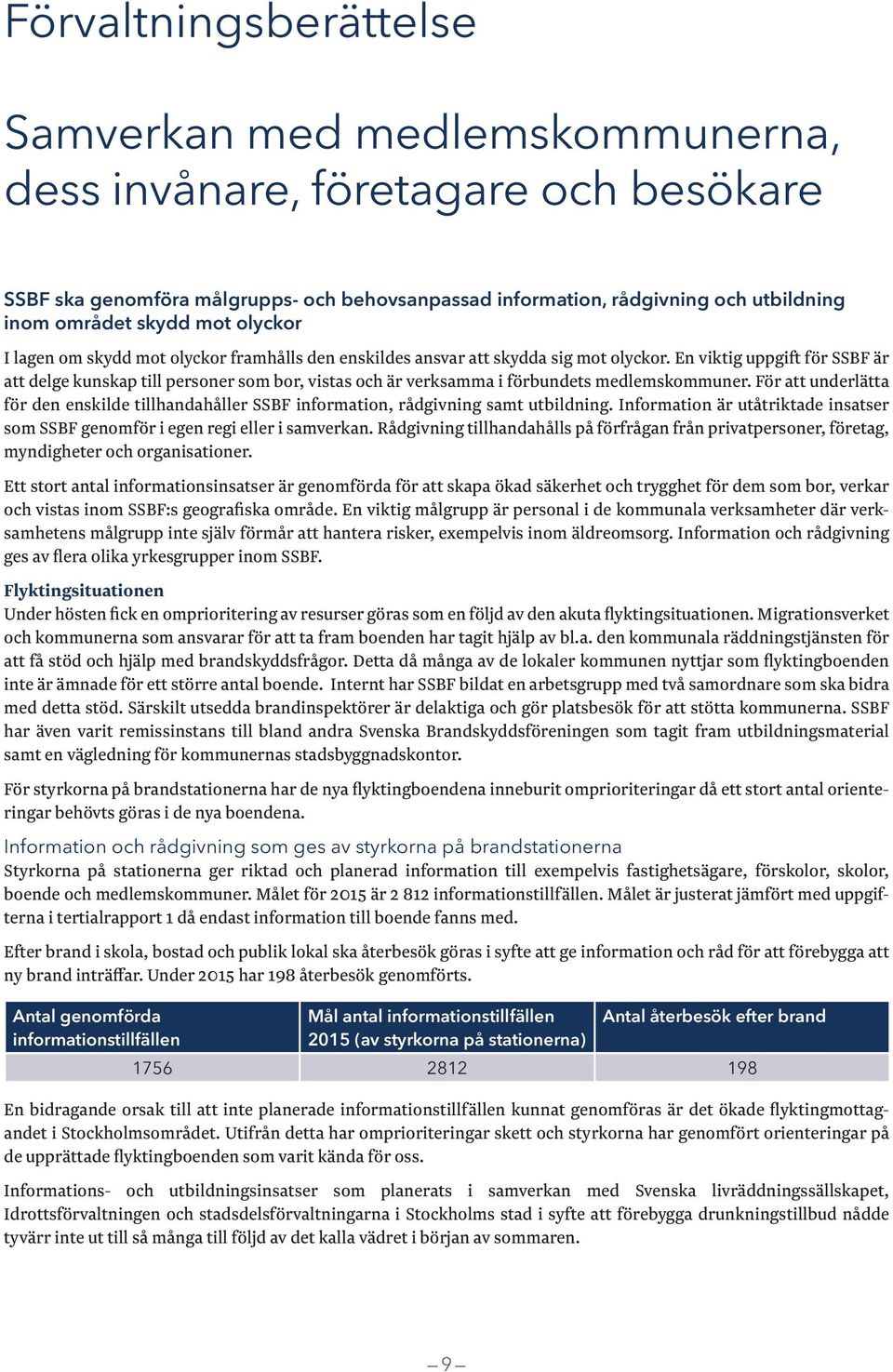 En viktig uppgift för SSBF är att delge kunskap till personer som bor, vistas och är verksamma i förbundets medlemskommuner.