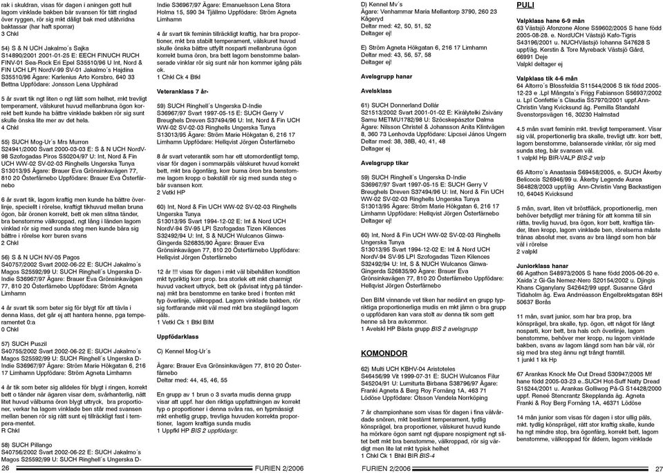 640 33 Bettna Uppfödare: Jonsson Lena Upphärad 5 år svart tik ngt liten o ngt lätt som helhet, mkt trevligt temperament, välskuret huvud mellanbruna ögon korrekt bett kunde ha bättre vinklade bakben