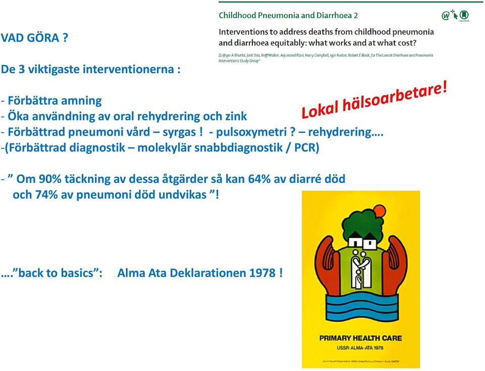 och zink - Förbättrad pneumoni vård syrgas! - pulsoxymetri? rehydrering.