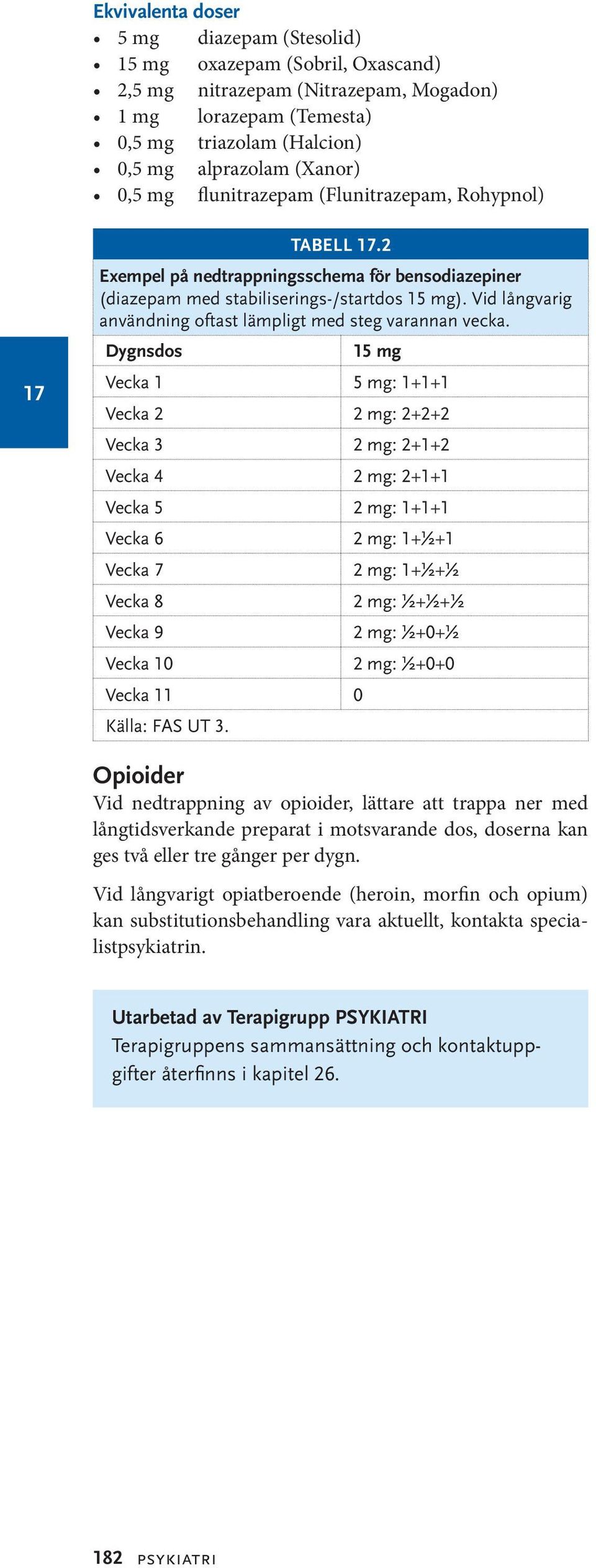 Vid långvarig användning oftast lämpligt med steg varannan vecka.