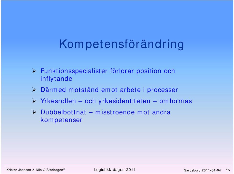 yrkesidentiteten omformas Dubbelbottnat misstroende mot andra