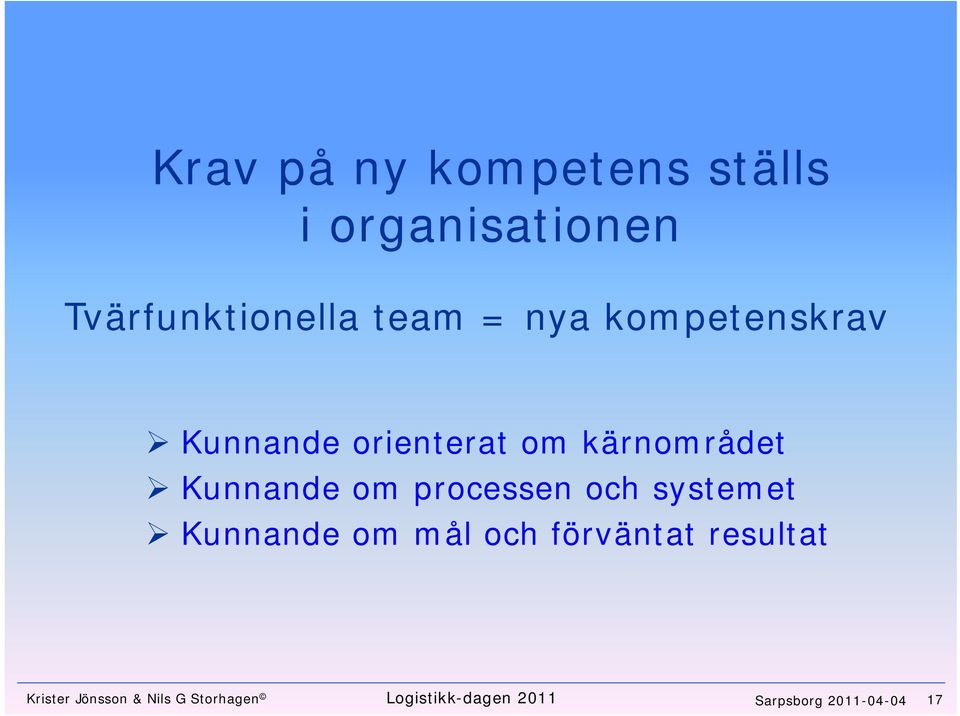 processen och systemet Kunnande om mål och förväntat resultat