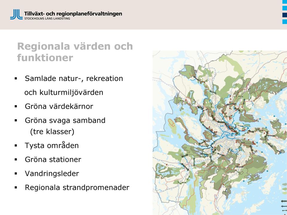 Gröna svaga samband (tre klasser) Tysta områden