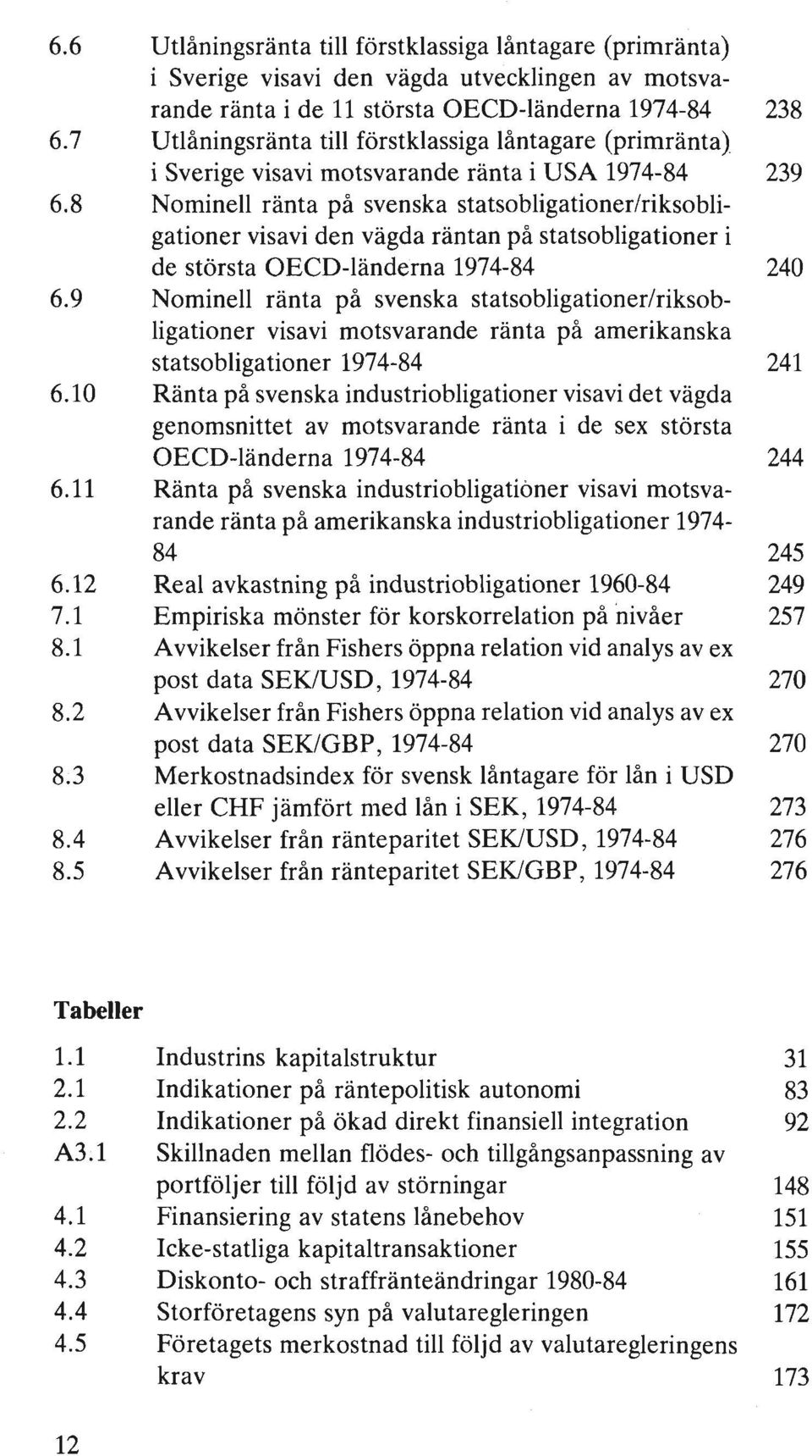 8 Nominell ränta på svenska statsobligationeririksobligationer visavi den vägda räntan på statsobligationer i de största OECD-Iänderna 1974-84 240 6.