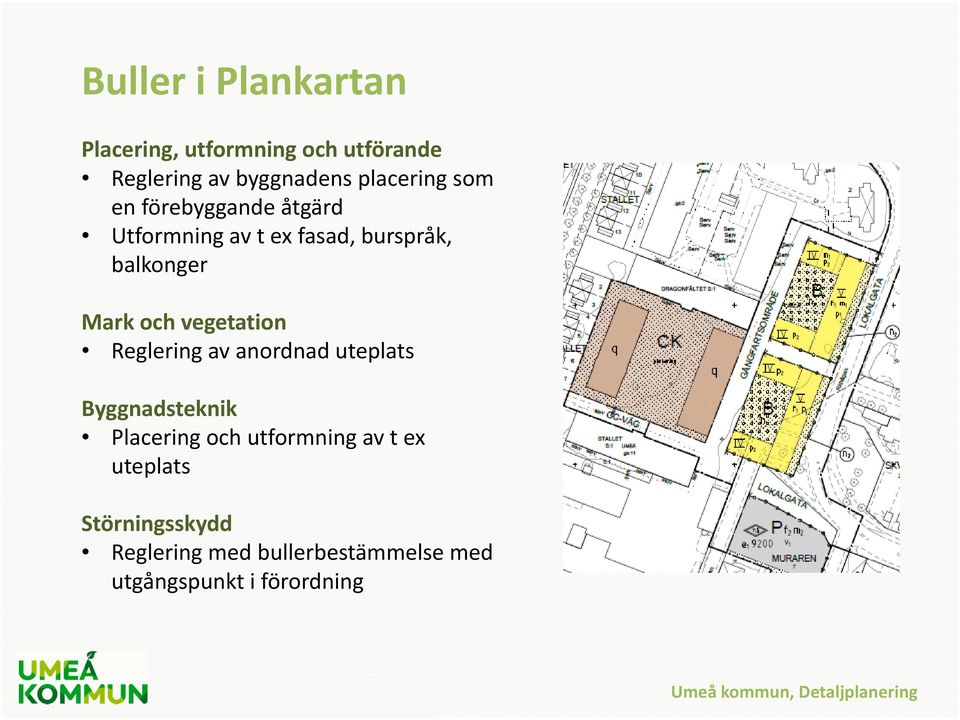 Mark och vegetation Reglering av anordnad uteplats Byggnadsteknik Placering och
