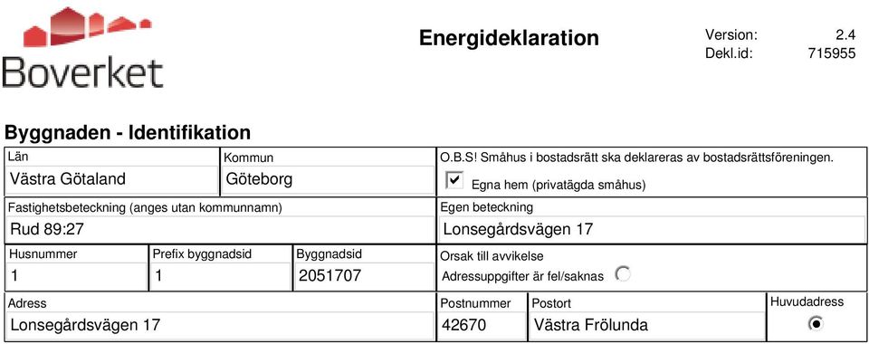kommunnamn) O.B.S! Småhus i bostadsrätt ska deklareras av bostadsrättsföreningen.