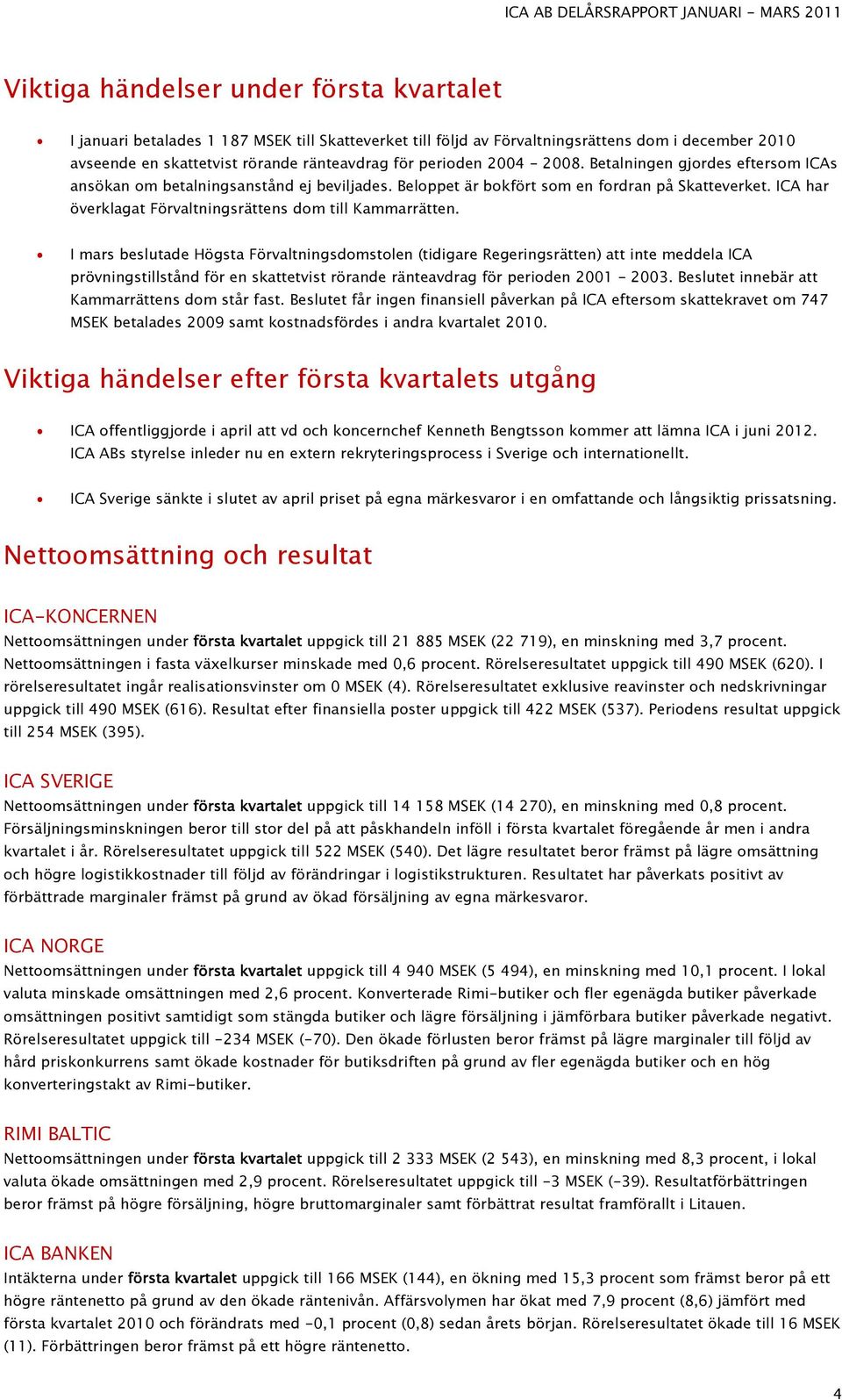 ICA har överklagat Förvaltningsrättens dom till Kammarrätten.