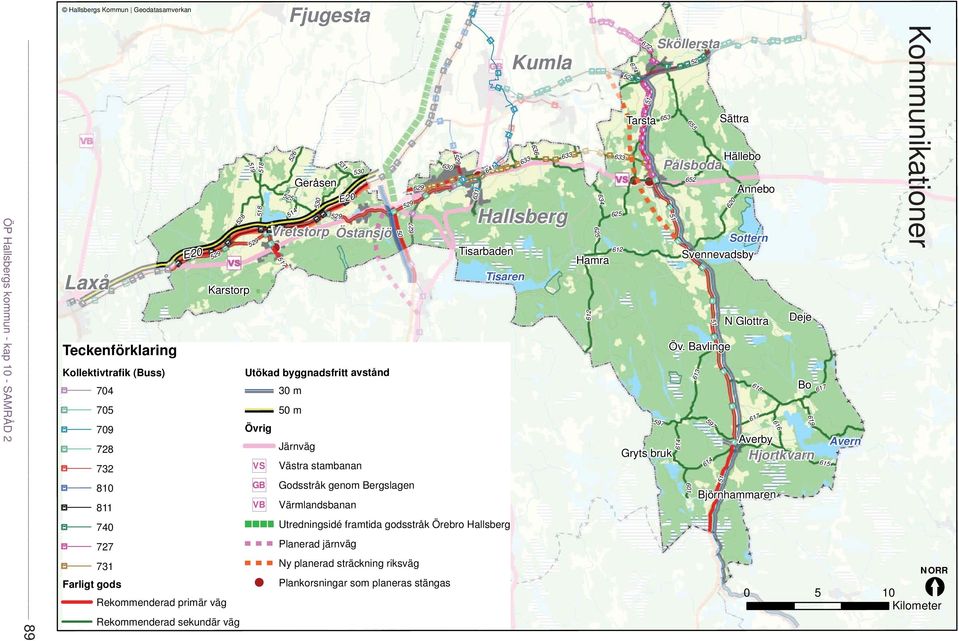 Planerad järnväg Ny planerad sträckning riksväg Plankorsningar som planeras stängas Kumla Hallsberg Hamra Gryts bruk Sköllersta Pålsboda Öv.