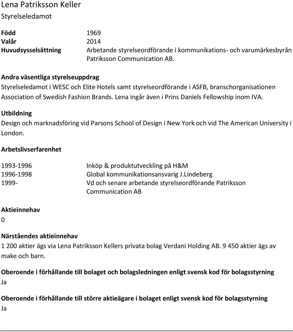 Design och marknadsföring vid Parsons School of Design i New York och vid The American University i London.