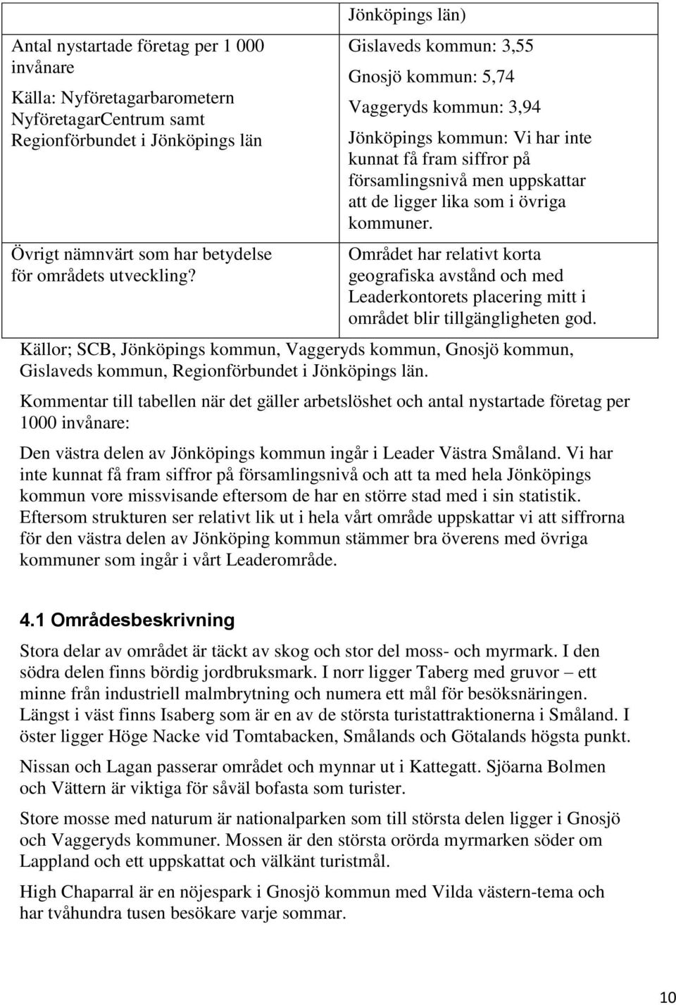 övriga kommuner. Området har relativt korta geografiska avstånd och med Leaderkontorets placering mitt i området blir tillgängligheten god.