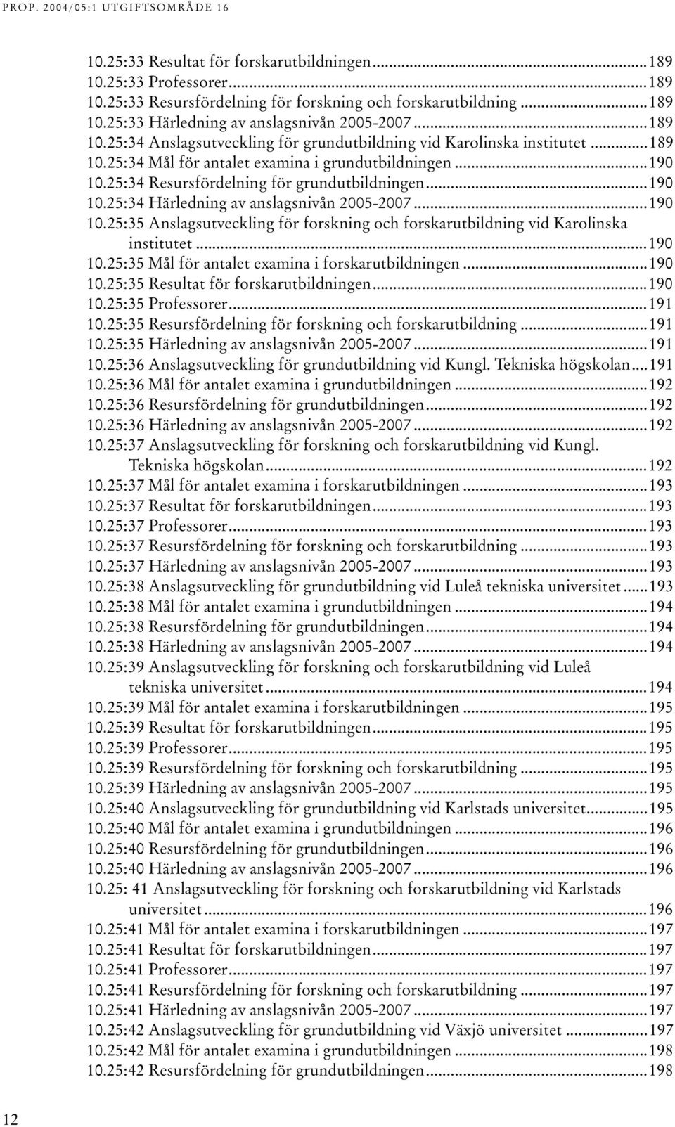 ..90 0.25:35 Mål för antalet examina i forskarutbildningen...90 0.25:35 Resultat för forskarutbildningen...90 0.25:35 Professorer...9 0.25:35 Resursfördelning för forskning och forskarutbildning...9 0.25:35 Härledning av anslagsnivån 2005-2007.